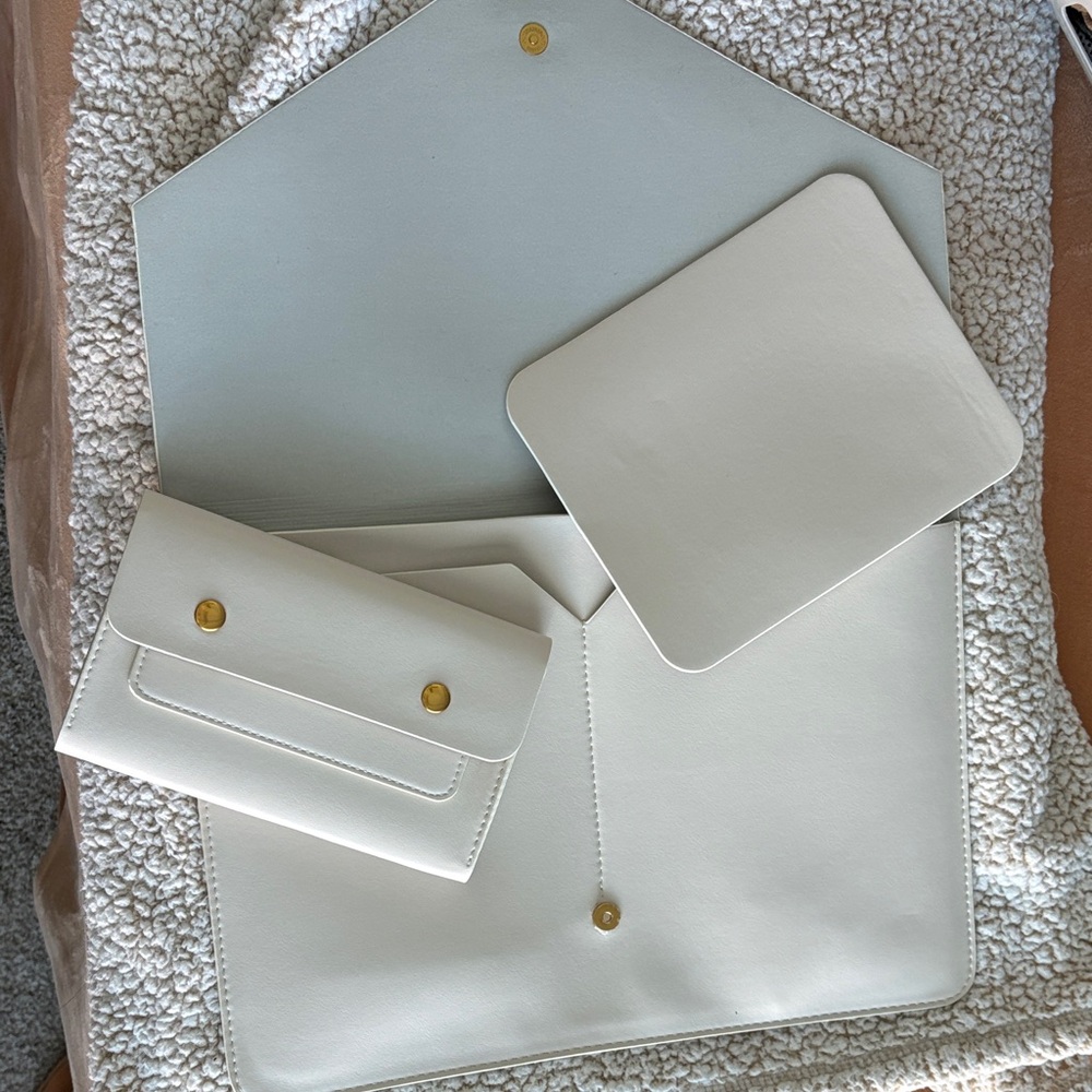 White Envelope Large Clutch with matching mousepad and small bag